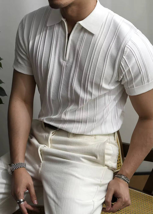 Men’s Zip Polo – Sleek Fit, Luxe Feel