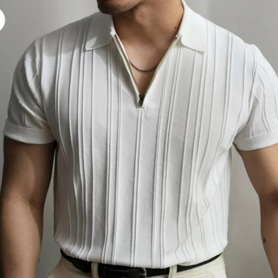 Men’s Zip Polo – Sleek Fit, Luxe Feel